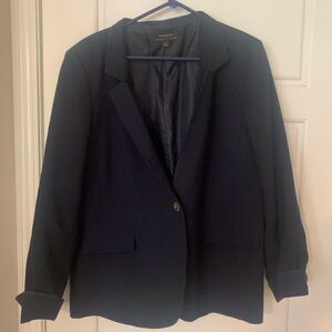 Tahari Blue Blazer Classic Notched Lapel Suit Jacket